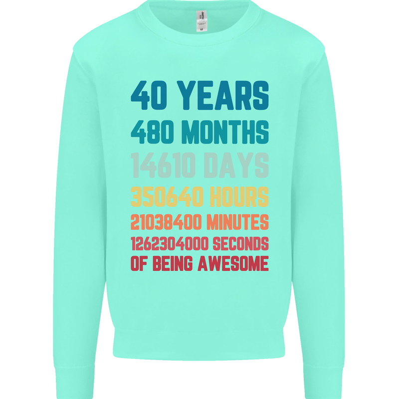 40th Birthday 40 Year Old Mens Sweatshirt Jumper Peppermint
