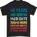 40th Birthday 40 Year Old Mens T-Shirt 100% Cotton Black