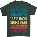 40th Birthday 40 Year Old Mens T-Shirt 100% Cotton Forest Green