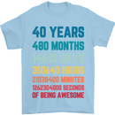 40th Birthday 40 Year Old Mens T-Shirt 100% Cotton Light Blue