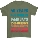 40th Birthday 40 Year Old Mens T-Shirt 100% Cotton Military Green