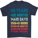 40th Birthday 40 Year Old Mens T-Shirt 100% Cotton Navy Blue