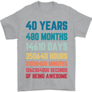 40th Birthday 40 Year Old Mens T-Shirt 100% Cotton Sports Grey