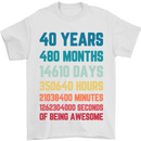 40th Birthday 40 Year Old Mens T-Shirt 100% Cotton White