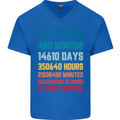 40th Birthday 40 Year Old Mens V-Neck Cotton T-Shirt Royal Blue
