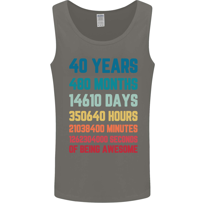 40th Birthday 40 Year Old Mens Vest Tank Top Charcoal