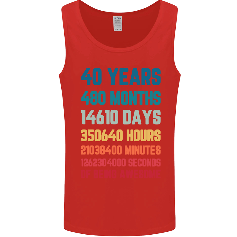 40th Birthday 40 Year Old Mens Vest Tank Top Red
