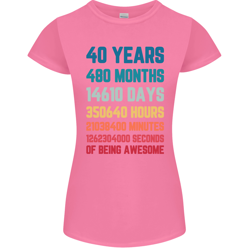 40th Birthday 40 Year Old Womens Petite Cut T-Shirt Azalea