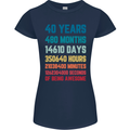 40th Birthday 40 Year Old Womens Petite Cut T-Shirt Navy Blue