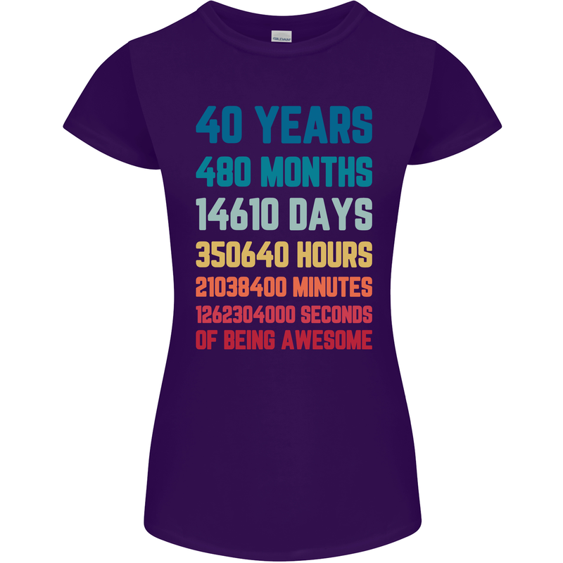 40th Birthday 40 Year Old Womens Petite Cut T-Shirt Purple