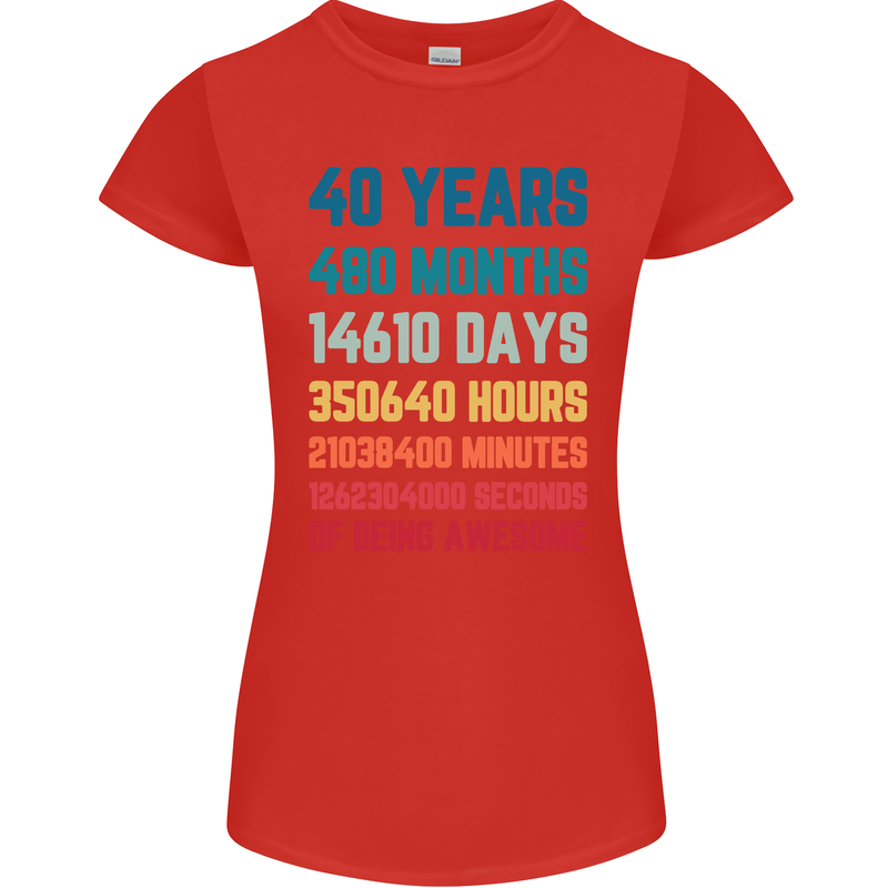40th Birthday 40 Year Old Womens Petite Cut T-Shirt Red