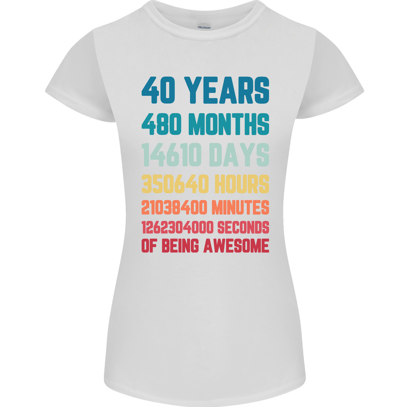 40th Birthday 40 Year Old Womens Petite Cut T-Shirt White