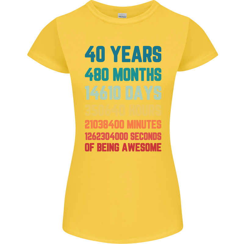 40th Birthday 40 Year Old Womens Petite Cut T-Shirt Yellow