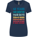 40th Birthday 40 Year Old Womens Wider Cut T-Shirt Navy Blue