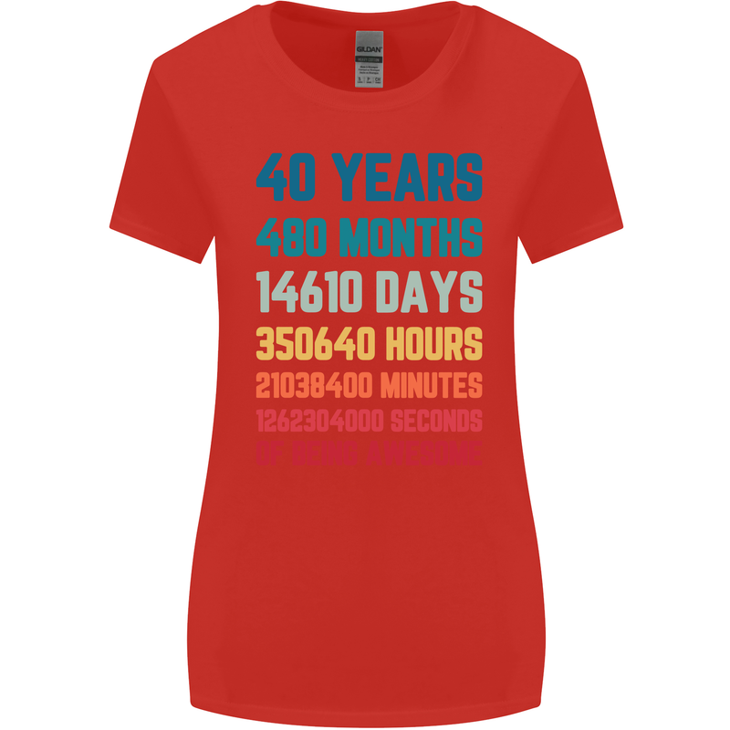 40th Birthday 40 Year Old Womens Wider Cut T-Shirt Red