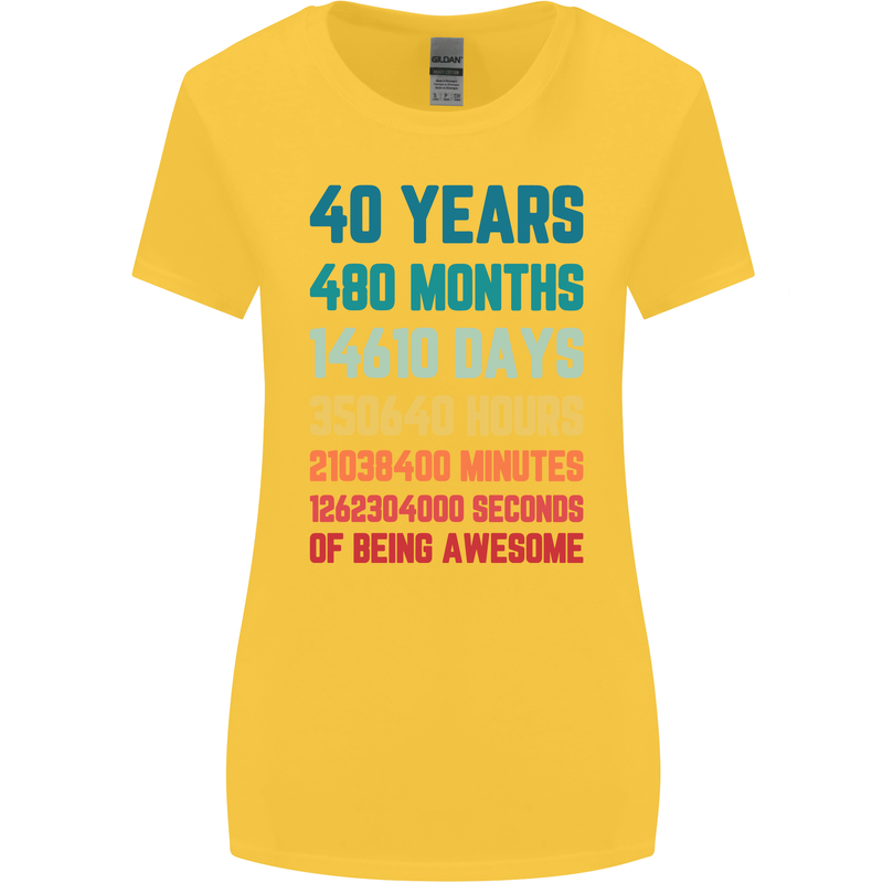 40th Birthday 40 Year Old Womens Wider Cut T-Shirt Yellow