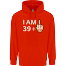 40th Birthday Funny Offensive 40 Year Old Mens 80% Cotton Hoodie Bright Red