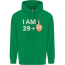 40th Birthday Funny Offensive 40 Year Old Mens 80% Cotton Hoodie Irish Green