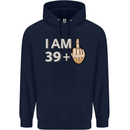 40th Birthday Funny Offensive 40 Year Old Mens 80% Cotton Hoodie Navy Blue