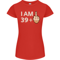 40th Birthday Funny Offensive 40 Year Old Womens Petite Cut T-Shirt Red