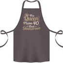 40th Birthday Queen Forty Years Old 40 Cotton Apron 100% Organic Dark Grey