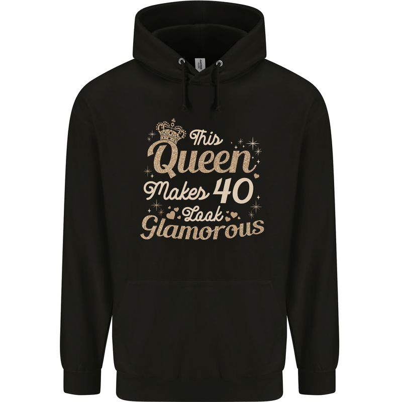 40th Birthday Queen Forty Years Old 40 Mens 80% Cotton Hoodie Black