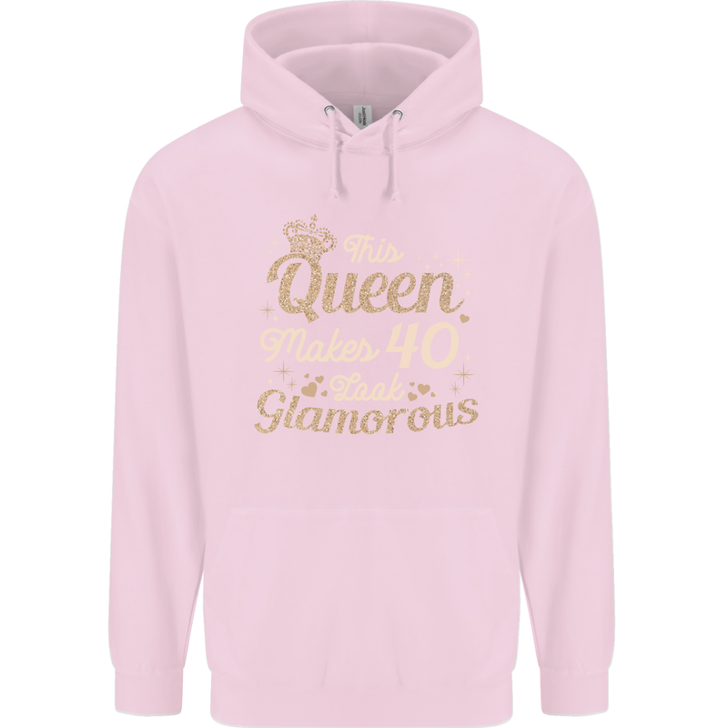 40th Birthday Queen Forty Years Old 40 Mens 80% Cotton Hoodie Light Pink
