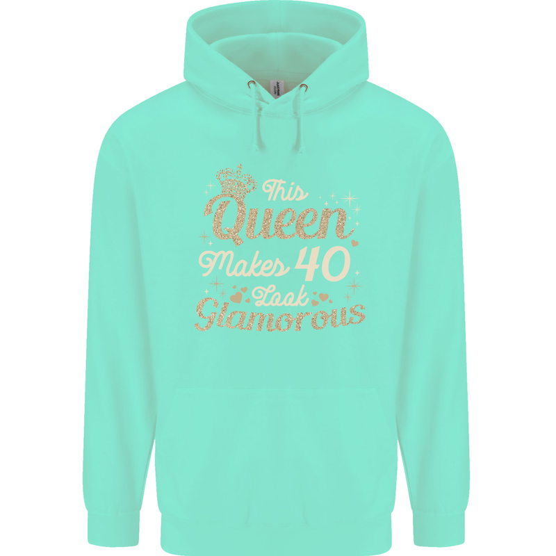 40th Birthday Queen Forty Years Old 40 Mens 80% Cotton Hoodie Peppermint