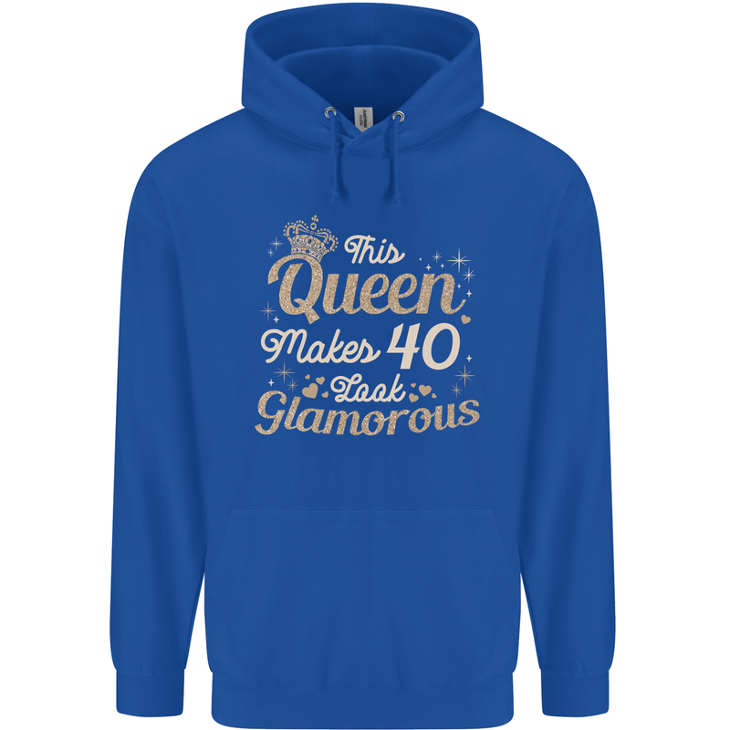 40th Birthday Queen Forty Years Old 40 Mens 80% Cotton Hoodie Royal Blue
