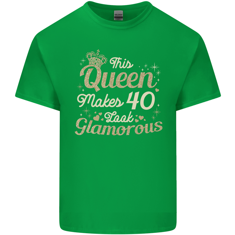 40th Birthday Queen Forty Years Old 40 Mens Cotton T-Shirt Tee Top Irish Green