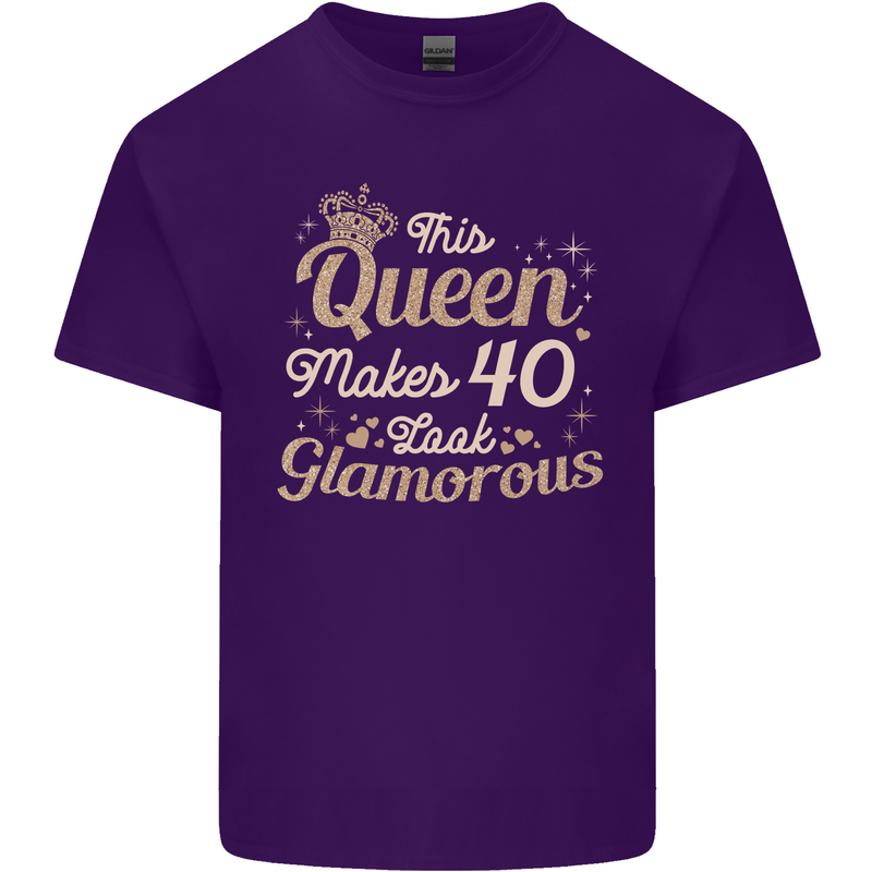 40th Birthday Queen Forty Years Old 40 Mens Cotton T-Shirt Tee Top Purple