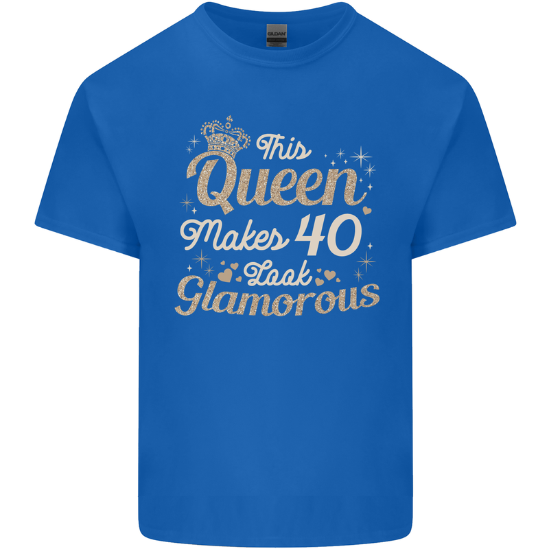 40th Birthday Queen Forty Years Old 40 Mens Cotton T-Shirt Tee Top Royal Blue