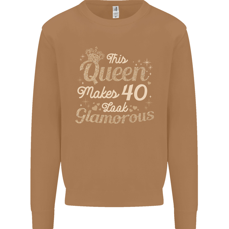 40th Birthday Queen Forty Years Old 40 Mens Sweatshirt Jumper Caramel Latte