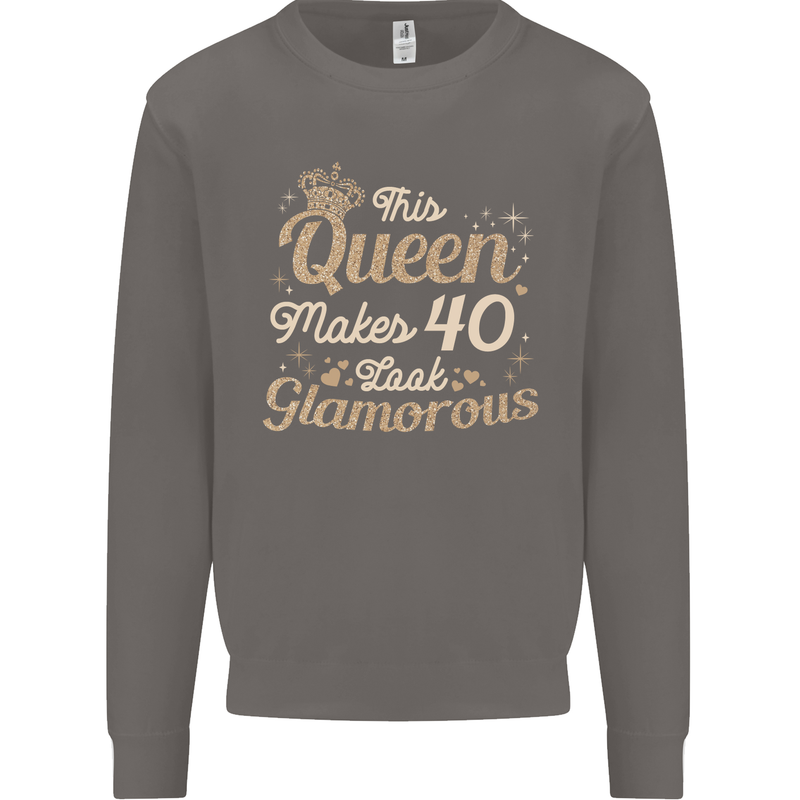 40th Birthday Queen Forty Years Old 40 Mens Sweatshirt Jumper Charcoal
