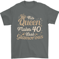 40th Birthday Queen Forty Years Old 40 Mens T-Shirt Cotton Gildan Charcoal