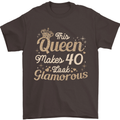 40th Birthday Queen Forty Years Old 40 Mens T-Shirt Cotton Gildan Dark Chocolate