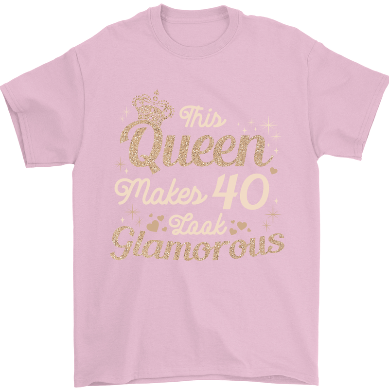40th Birthday Queen Forty Years Old 40 Mens T-Shirt Cotton Gildan Light Pink