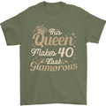 40th Birthday Queen Forty Years Old 40 Mens T-Shirt Cotton Gildan Military Green