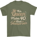 40th Birthday Queen Forty Years Old 40 Mens T-Shirt Cotton Gildan Military Green