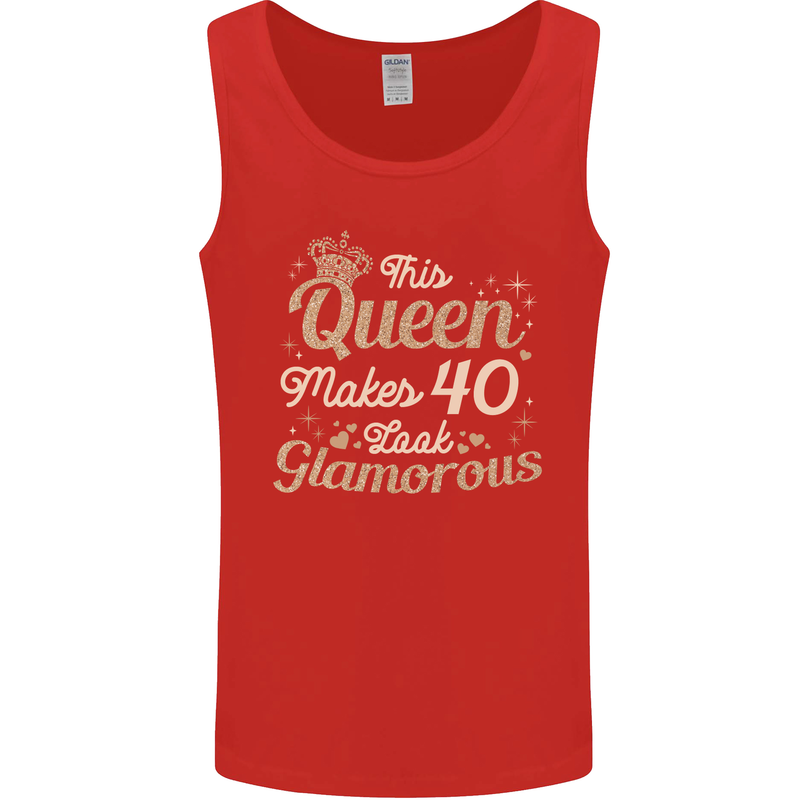 40th Birthday Queen Forty Years Old 40 Mens Vest Tank Top Red