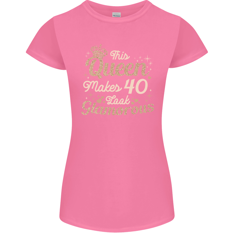 40th Birthday Queen Forty Years Old 40 Womens Petite Cut T-Shirt Azalea