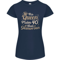40th Birthday Queen Forty Years Old 40 Womens Petite Cut T-Shirt Navy Blue