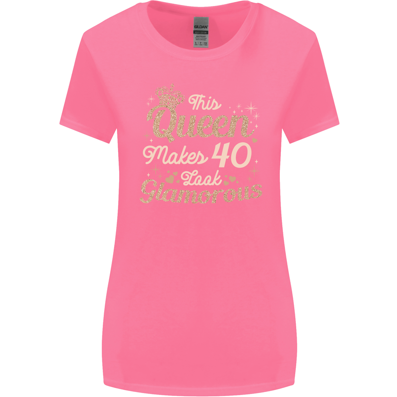 40th Birthday Queen Forty Years Old 40 Womens Wider Cut T-Shirt Azalea