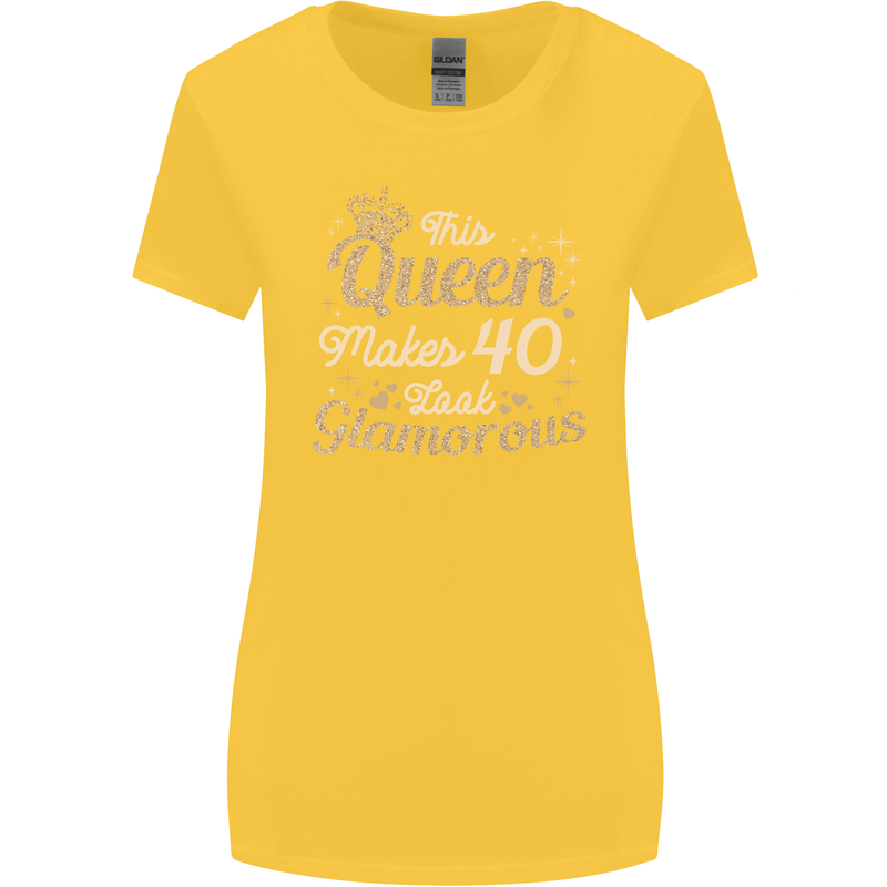 40th Birthday Queen Forty Years Old 40 Womens Wider Cut T-Shirt Yellow