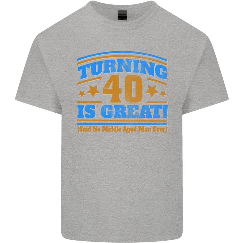 40th Birthday Turning 40 Is Great Year Old Mens Cotton T-Shirt Tee Top Sports Grey