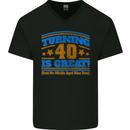 40th Birthday Turning 40 Is Great Year Old Mens V-Neck Cotton T-Shirt Black