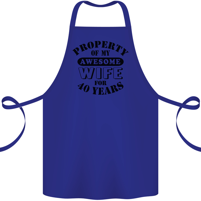 40th Wedding Anniversary 40 Year Funny Wife Cotton Apron 100% Organic Royal Blue