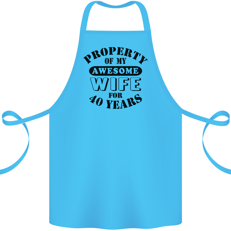 40th Wedding Anniversary 40 Year Funny Wife Cotton Apron 100% Organic Turquoise