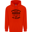 40th Wedding Anniversary 40 Year Funny Wife Mens 80% Cotton Hoodie Bright Red