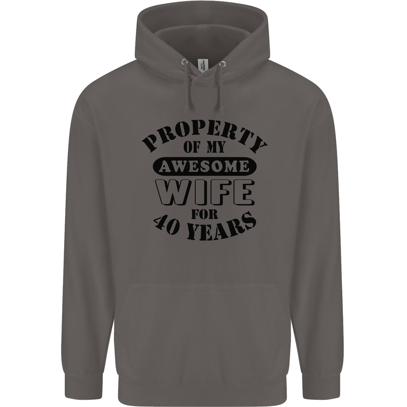 40th Wedding Anniversary 40 Year Funny Wife Mens 80% Cotton Hoodie Charcoal